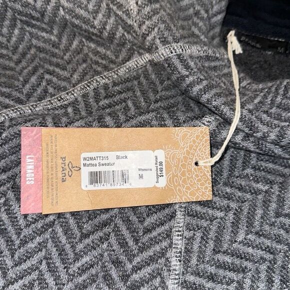 Rare PrAna Gray Mattea Sweater Wool Blend sz M asymmetrical mock collar tunic - Picture 7 of 8